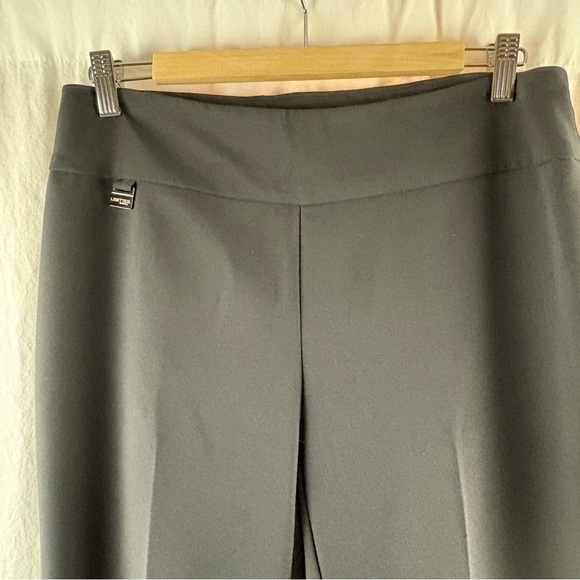 LISETTE Black Straight Leg Pant With Faux Side Ankle Slit with Buttons Detail 10 - Picture 3 of 6